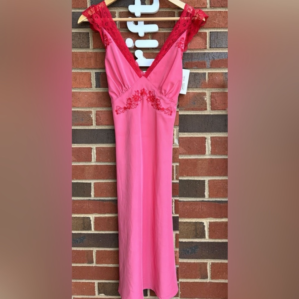 Betsey Johnson Vintage 90s pink Slip Midi Dress